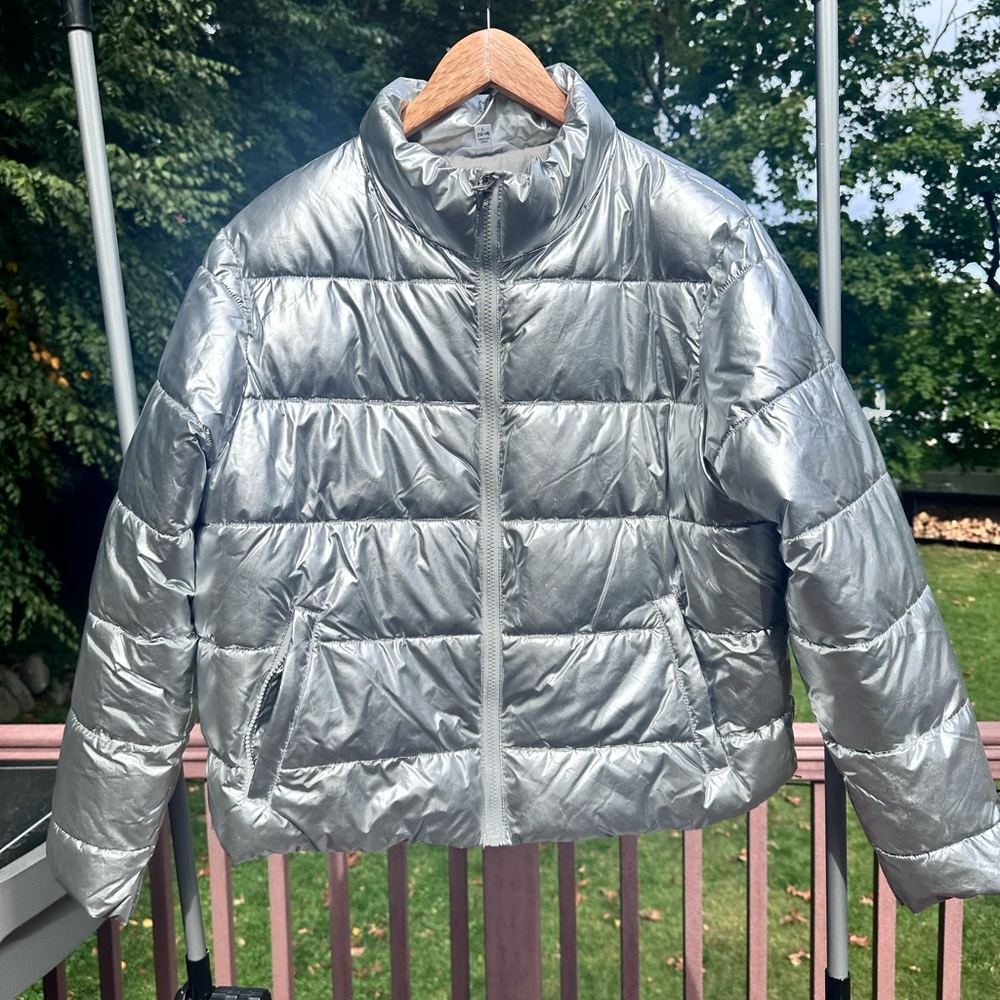 metallic silver bomber jacket
